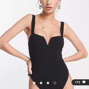 Free People Pippa v-wire jersey bodysuit in black